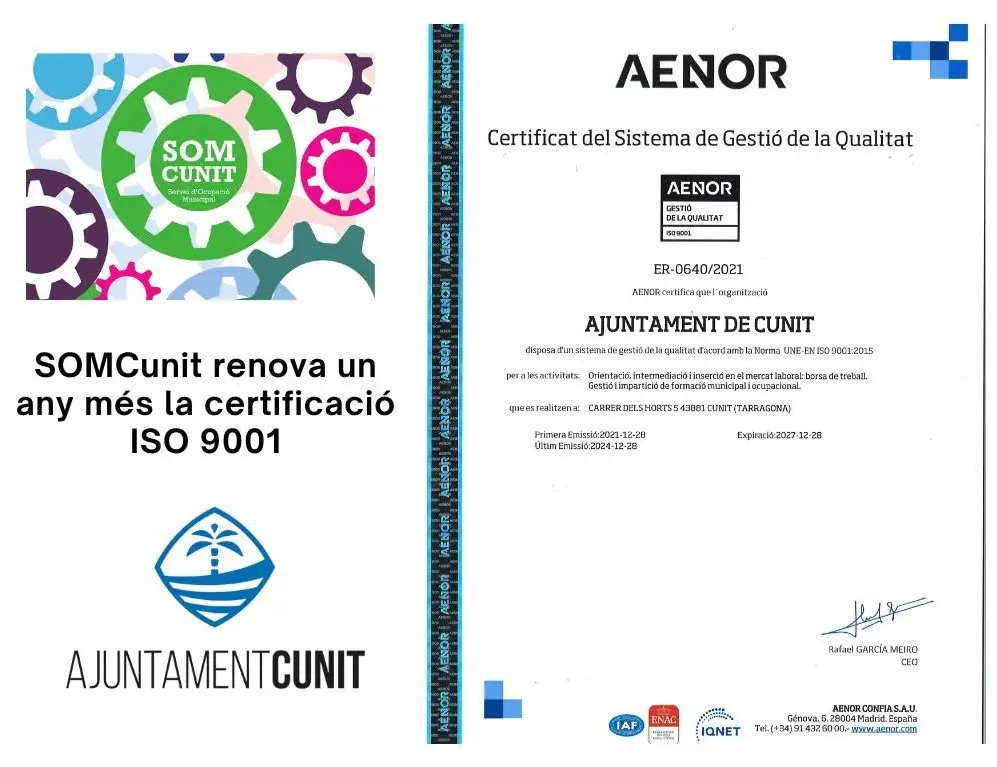 Actualment esteu veient SOMCunit renova per 3 anys més la certificació ISO 9001