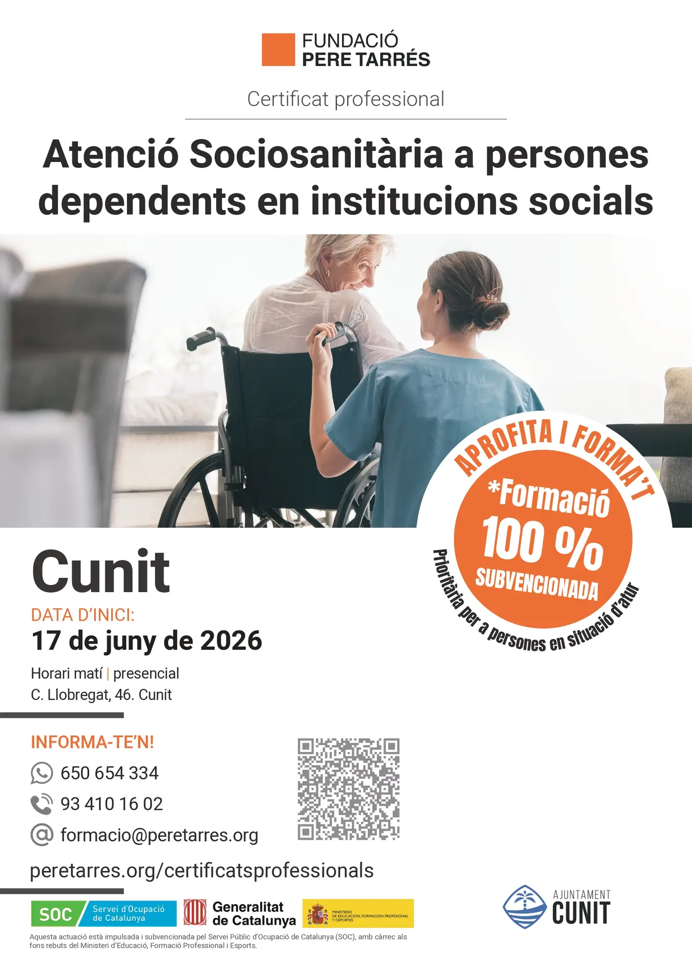 Actualment esteu veient Obertes les inscripcions al Certificat Professional d’Atenció Sociosanitària a Persones Dependents en Institucions Socials